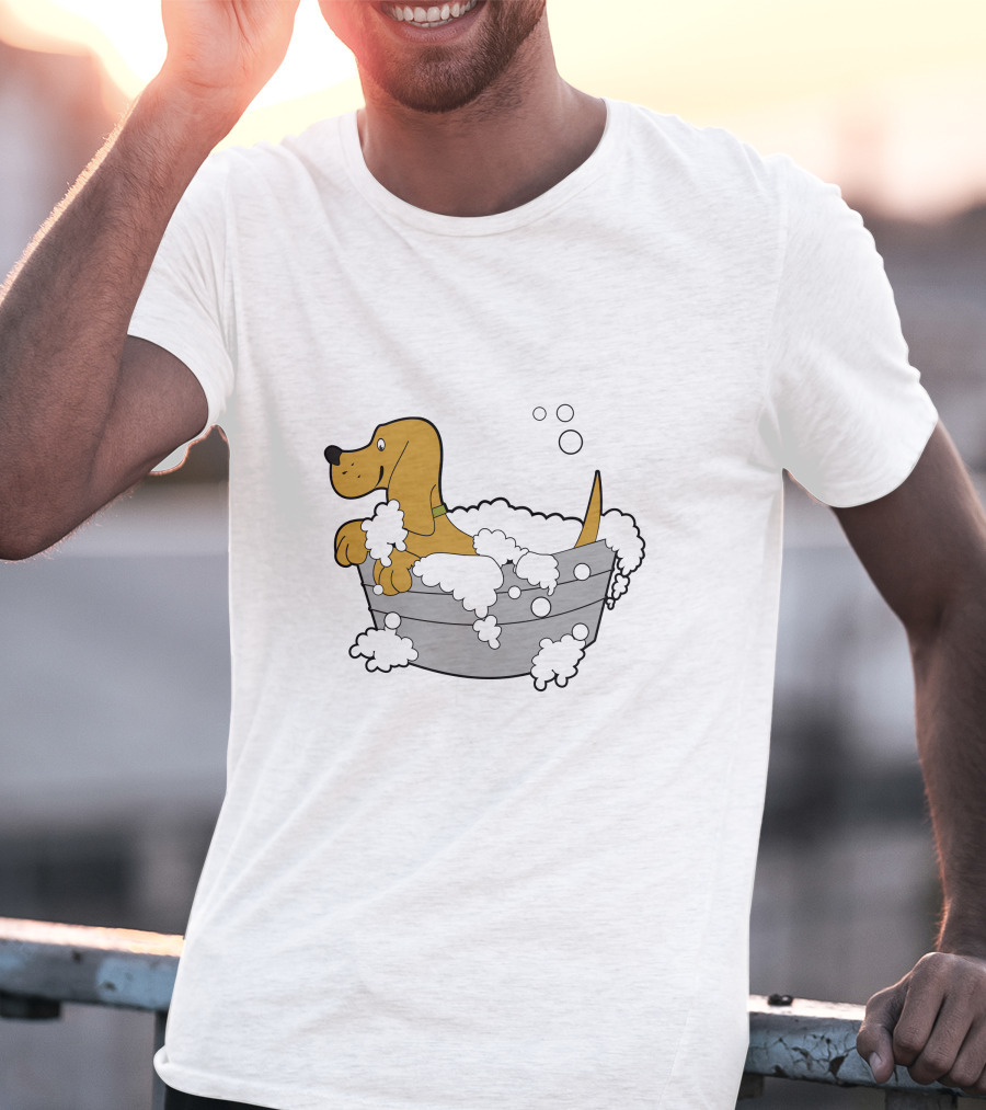 Bath Time Puppy In Bubble Tub Cartoon T-Shirt