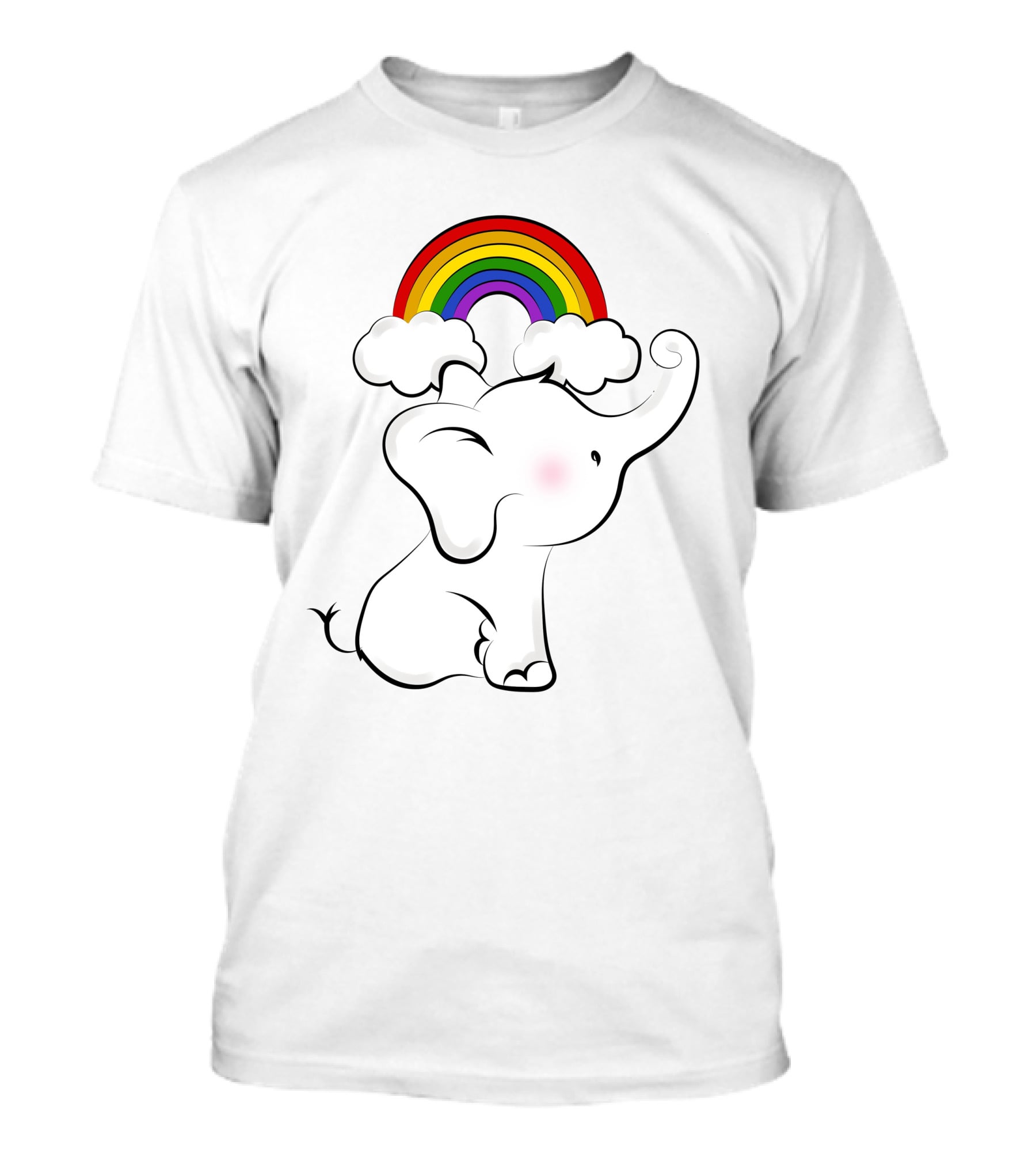 Elephants Love Rainbows Colorful Clouds Cute T-Shirt
