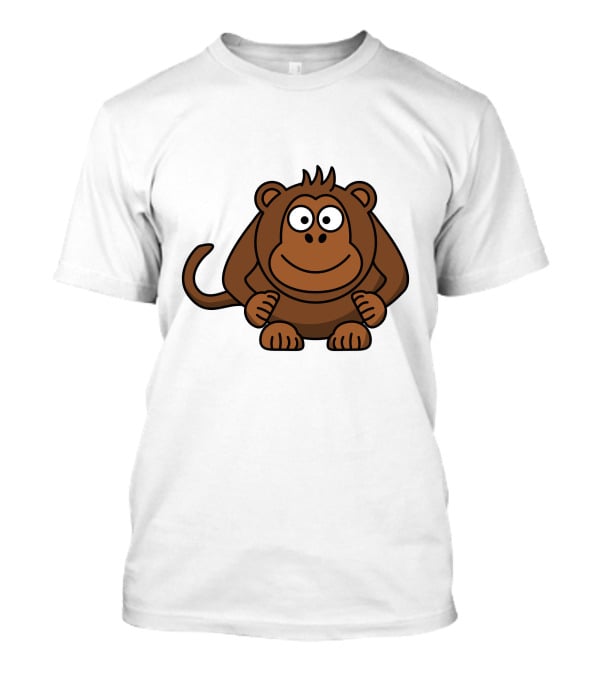 Cartoon Monkey Illustration Brown Playful Character T-Shirt