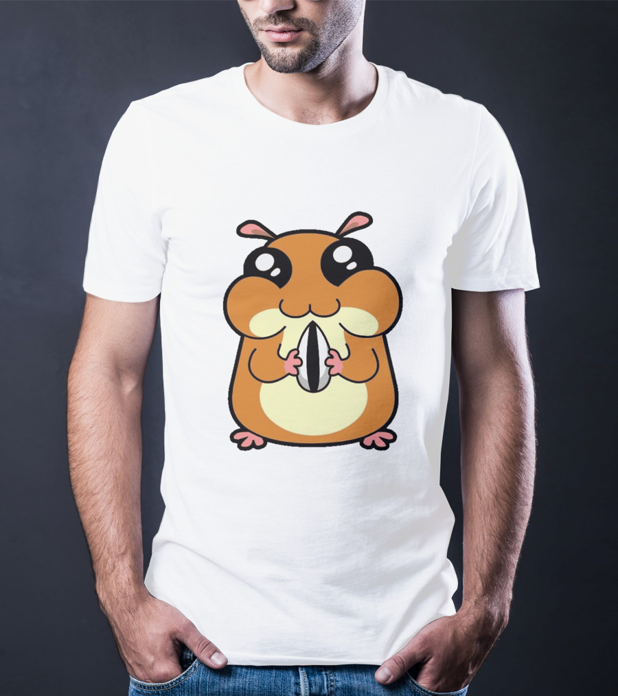 Hamster Eating Sunflower Seed Cartoon Character T-Shirt