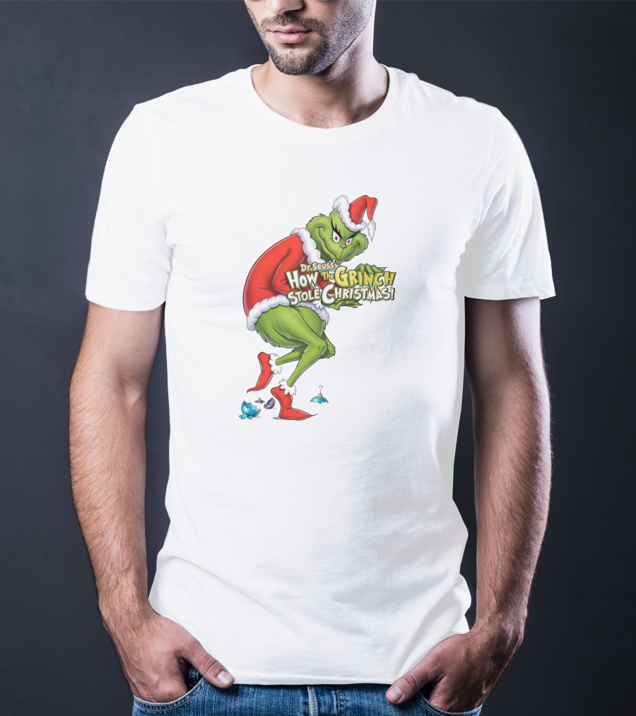 Dr Seuss How The Grinch Stole Christmas Santa Grinch Mischievous Pose T-Shirt
