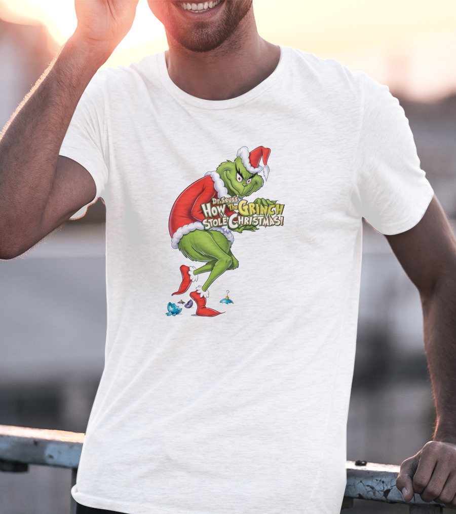 Dr Seuss How The Grinch Stole Christmas Santa Grinch Mischievous Pose T-Shirt