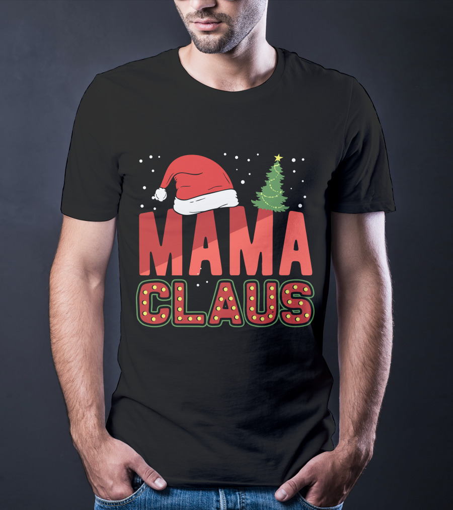 Mama Claus Christmas Santa Hat Tree T-Shirt