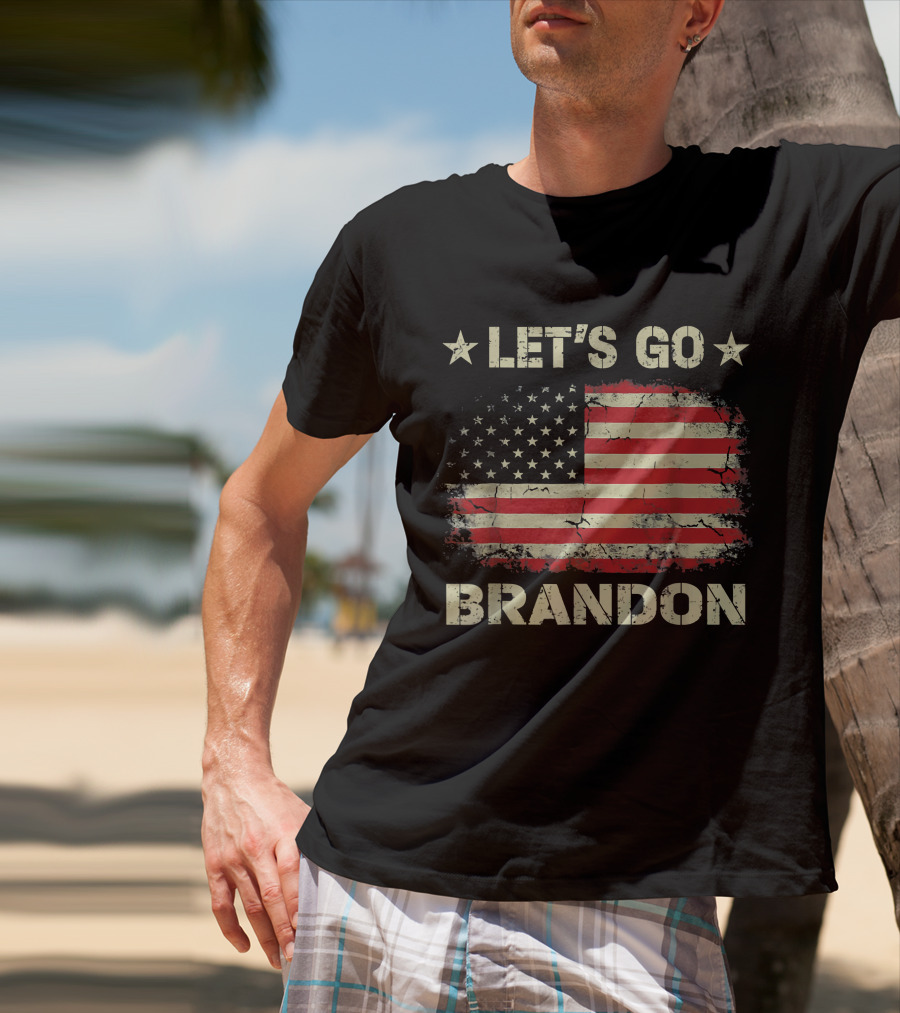 LET'S GO BRANDON American Flag Stars Distressed Patriotic Anti Liberal T-Shirt