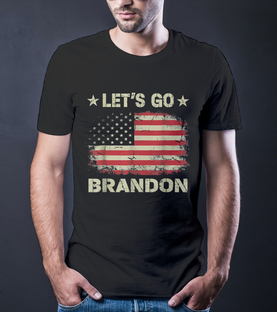 LET'S GO BRANDON American Flag Stars Distressed Patriotic Anti Liberal T-Shirt