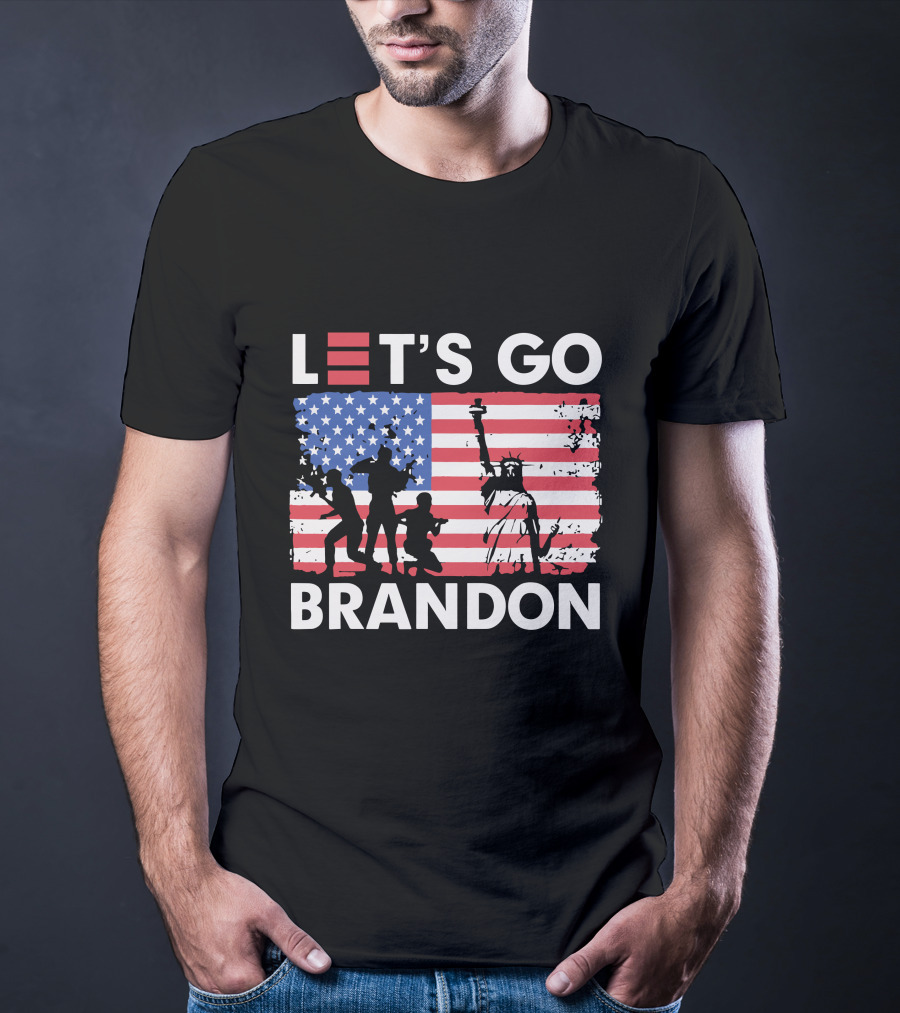 Let's Go Brandon American Flag Statue Of Liberty T-Shirt