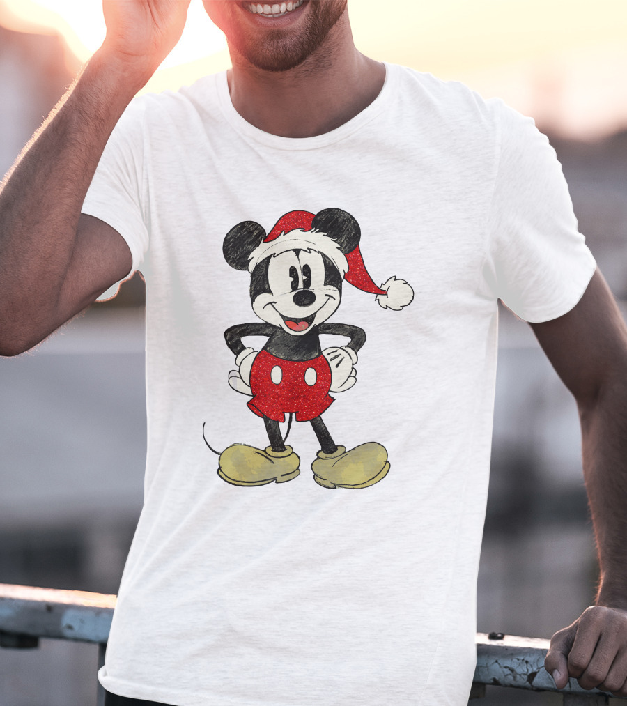 Mickey Mouse Santa Hat Christmas Disney T-Shirt
