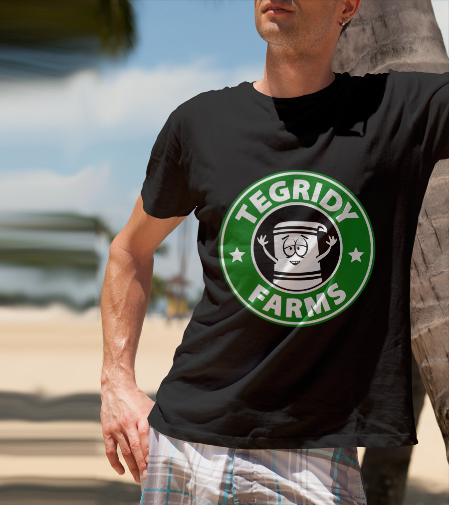 Tegridy Farms Cannabis Cup Logo With Cartoon Character And Green Circle T-Shirt