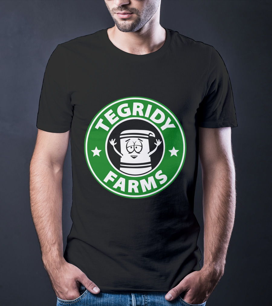 Tegridy Farms Cannabis Cup Logo With Cartoon Character And Green Circle T-Shirt