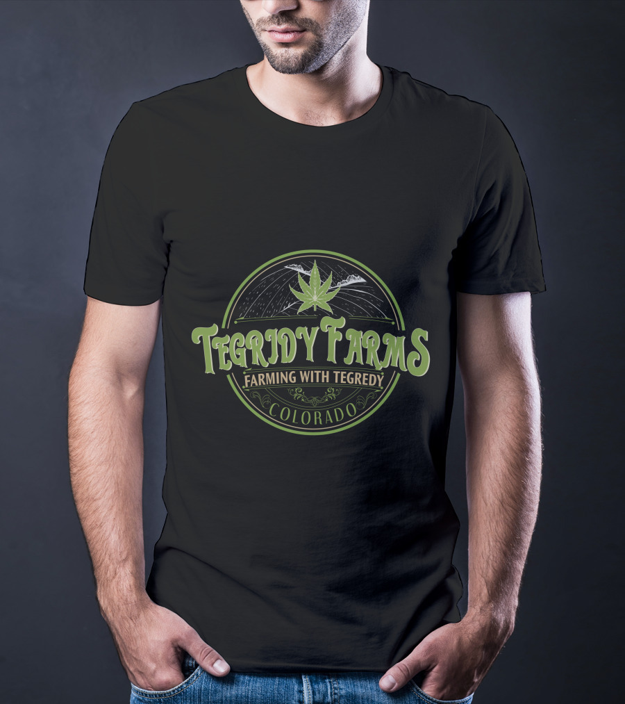 Tegridy Farms Farming With Tegridy Colorado Vintage Logo Cannabis Leaf T-Shirt