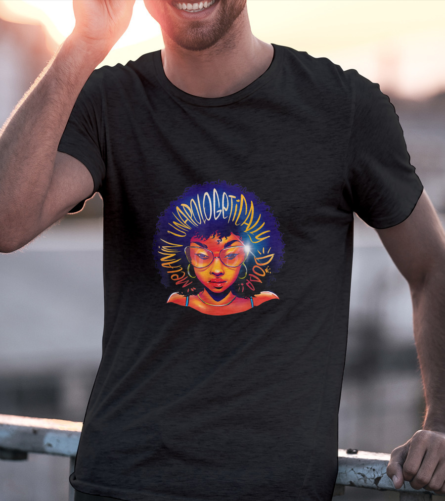 Melanin Unapologetically Dope Colorful Afro Glasses T-Shirt