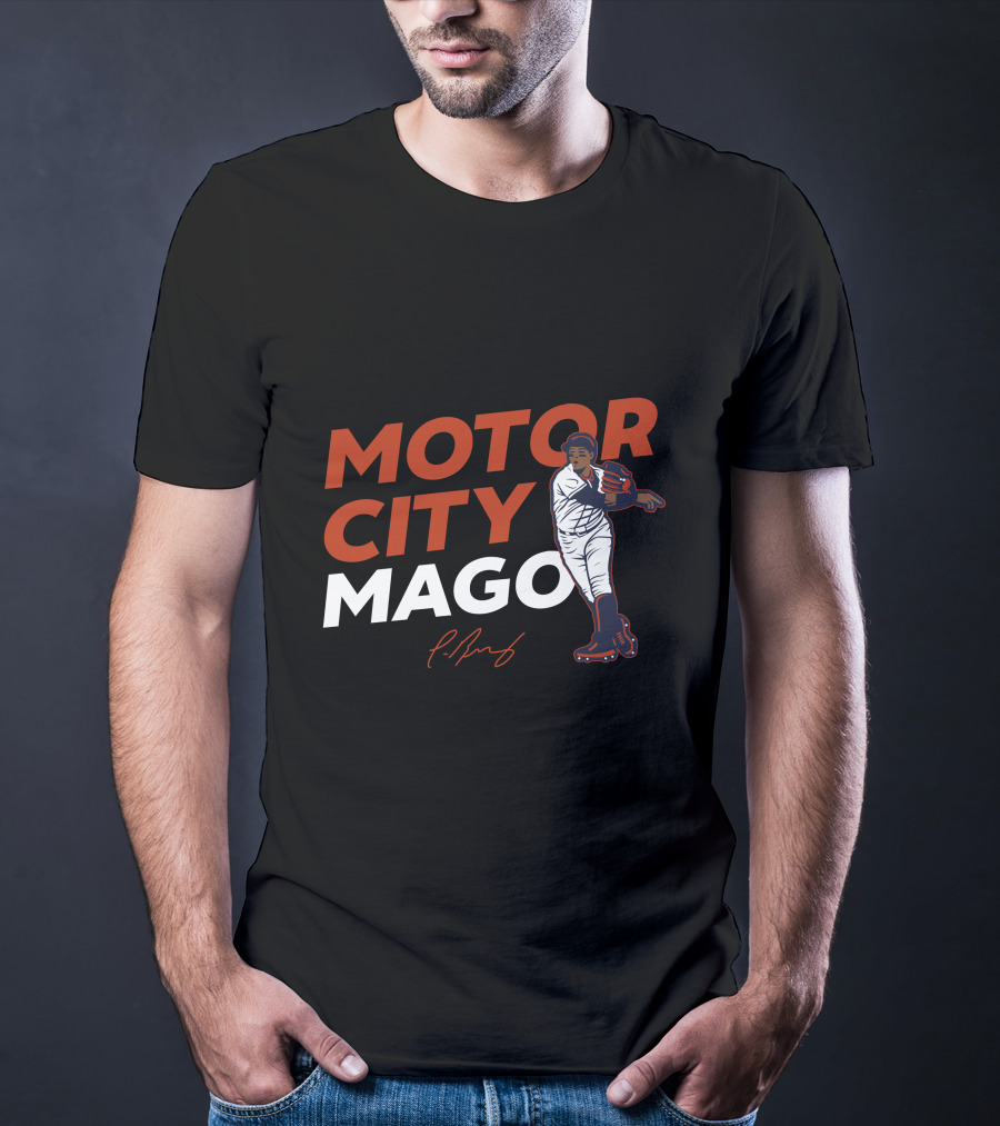 Motor City Mago Detroit Tigers Baseball Pitcher T-Shirt
