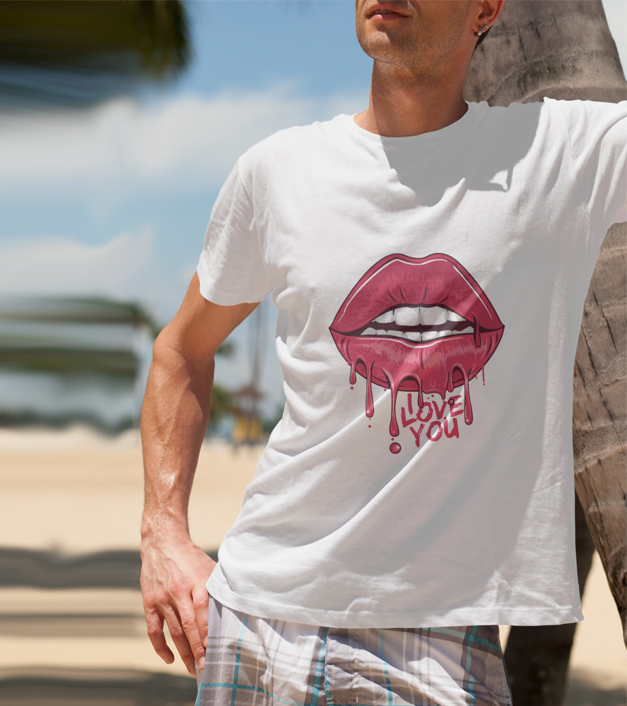 Lips Dripping Pink Love You Kiss Blood T-Shirt