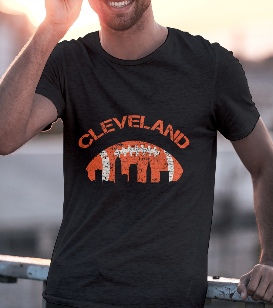 Vintage Cleveland Skyline Football T-Shirt
