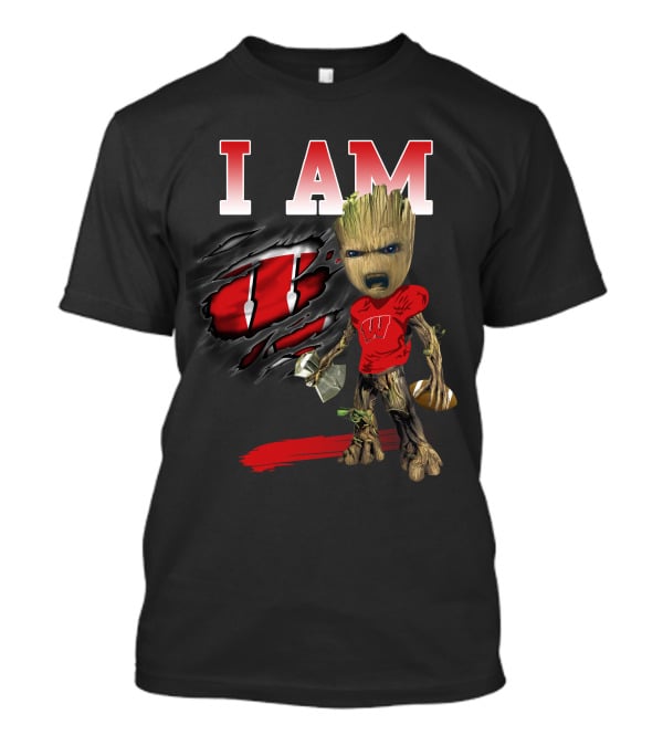 I Am Groot Wisconsin Badgers Football Fan T-Shirt