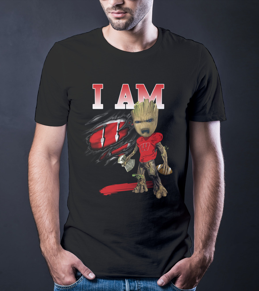 I Am Groot Wisconsin Badgers Football Fan T-Shirt