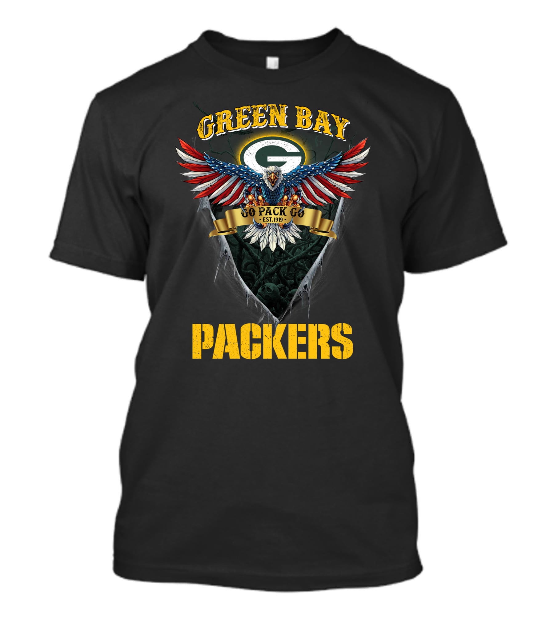 Green Bay Packers Go Pack Go Est. 1919 Nfl Us Eagle T-Shirt