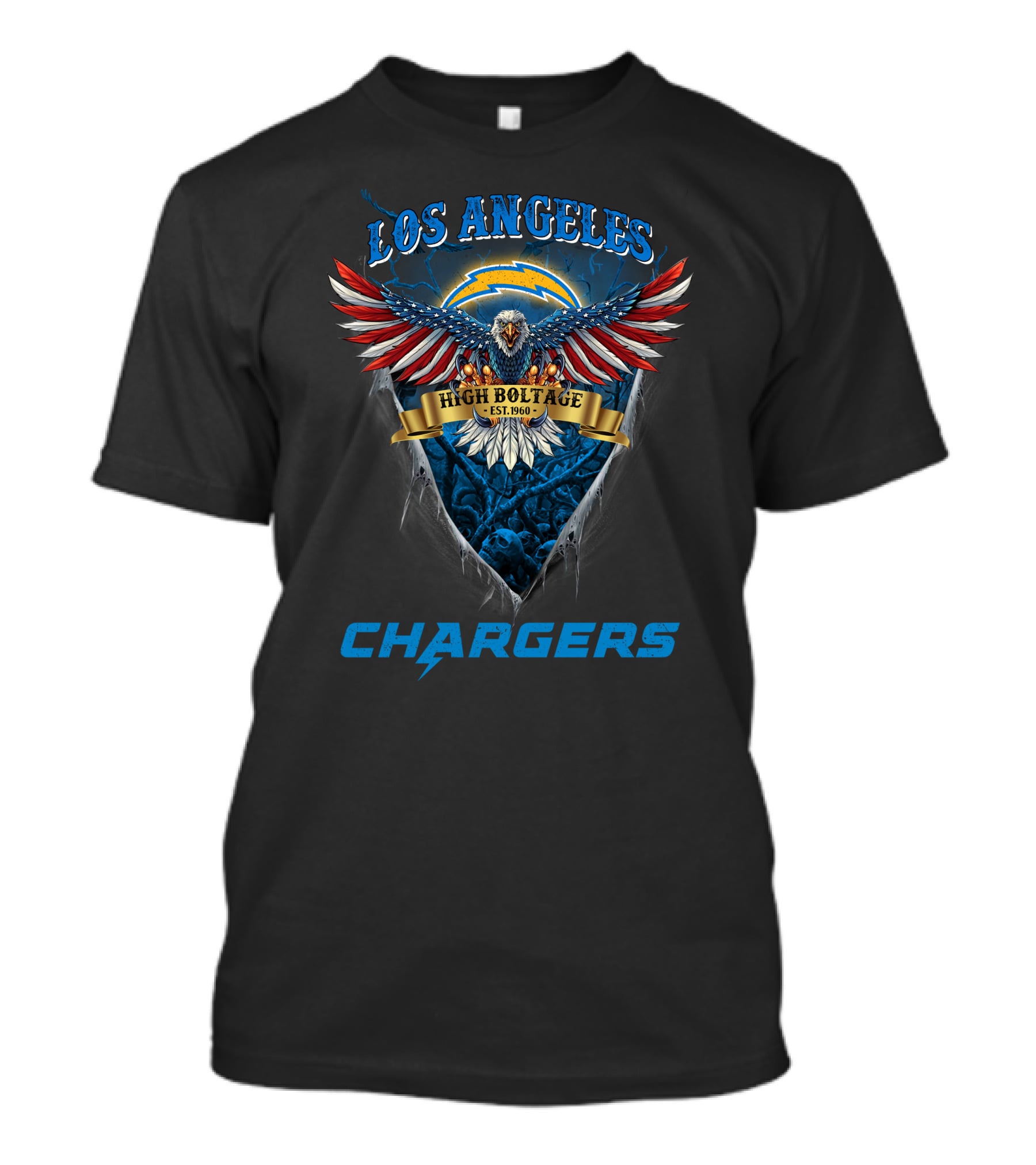 Los Angeles Chargers High Voltage Us Eagle Est. 1960 T-Shirt
