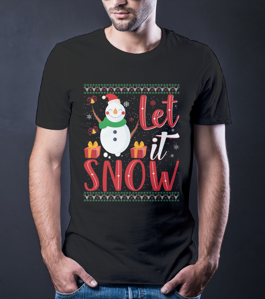 Let It Snow Snowman Christmas Presents Holiday T-Shirt
