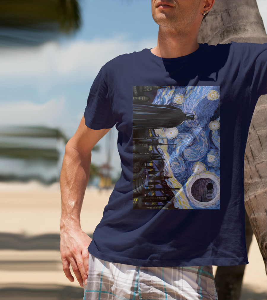 Darth Vader And Death Star In Starry Night T-Shirt