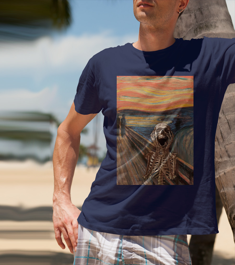 The Scream Skeleton In Edvard Munch T-Shirt