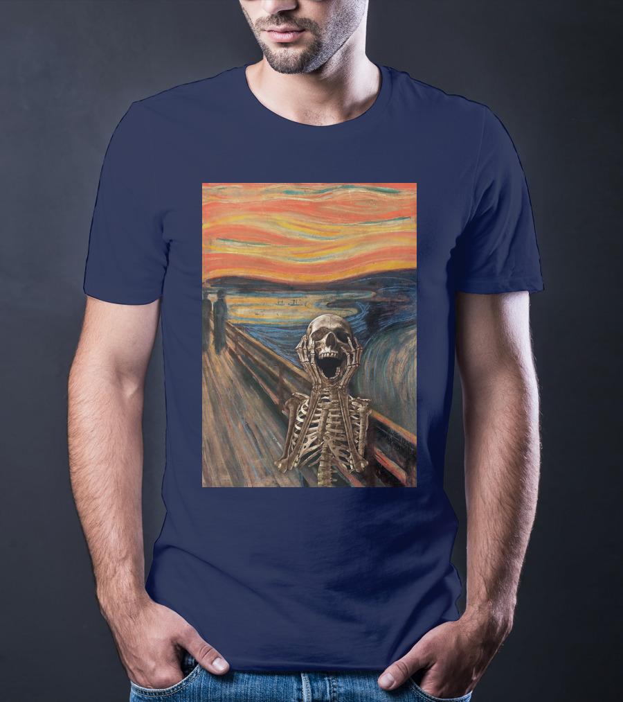 The Scream Skeleton In Edvard Munch T-Shirt
