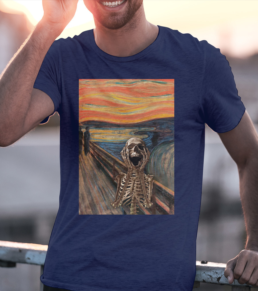 The Scream Skeleton In Edvard Munch T-Shirt
