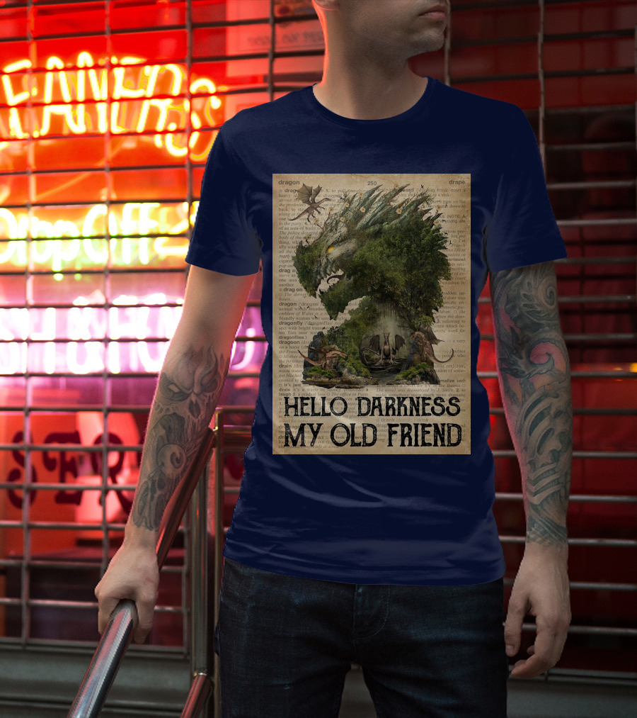 Dragon Hello Darkness My Old Friend Dictionary Page T-Shirt