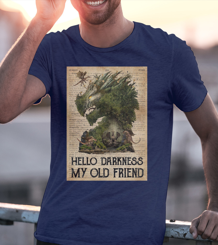 Dragon Hello Darkness My Old Friend Dictionary Page T-Shirt