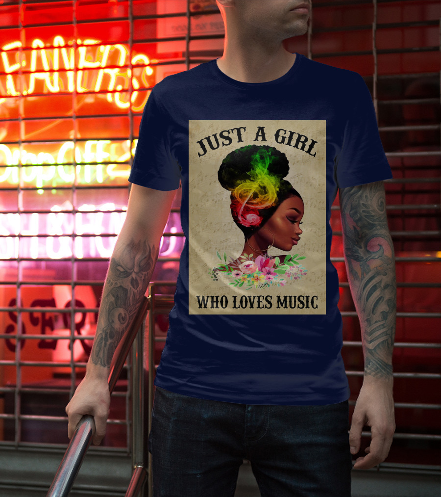 Just A Girl With Colorful Musical Hair Who Loves Music T-Shirt