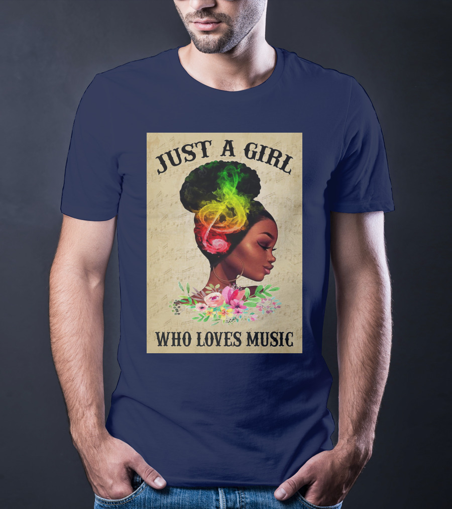 Just A Girl With Colorful Musical Hair Who Loves Music T-Shirt