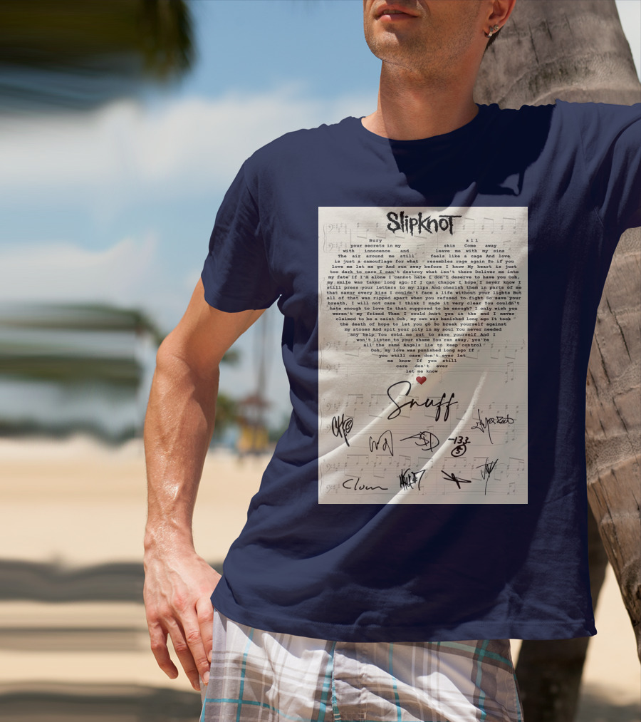 Slipknot Snuff Lyrics With Band Member Signatures T-Shirt