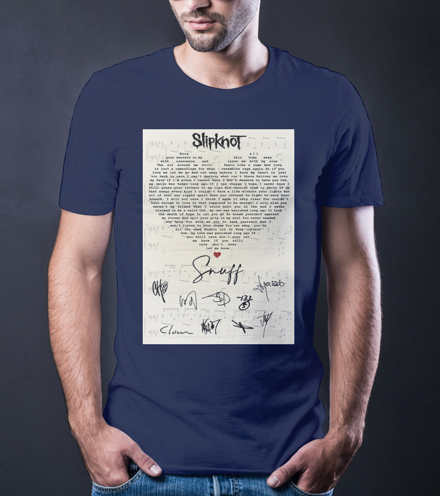 Slipknot Snuff Lyrics With Band Member Signatures T-Shirt