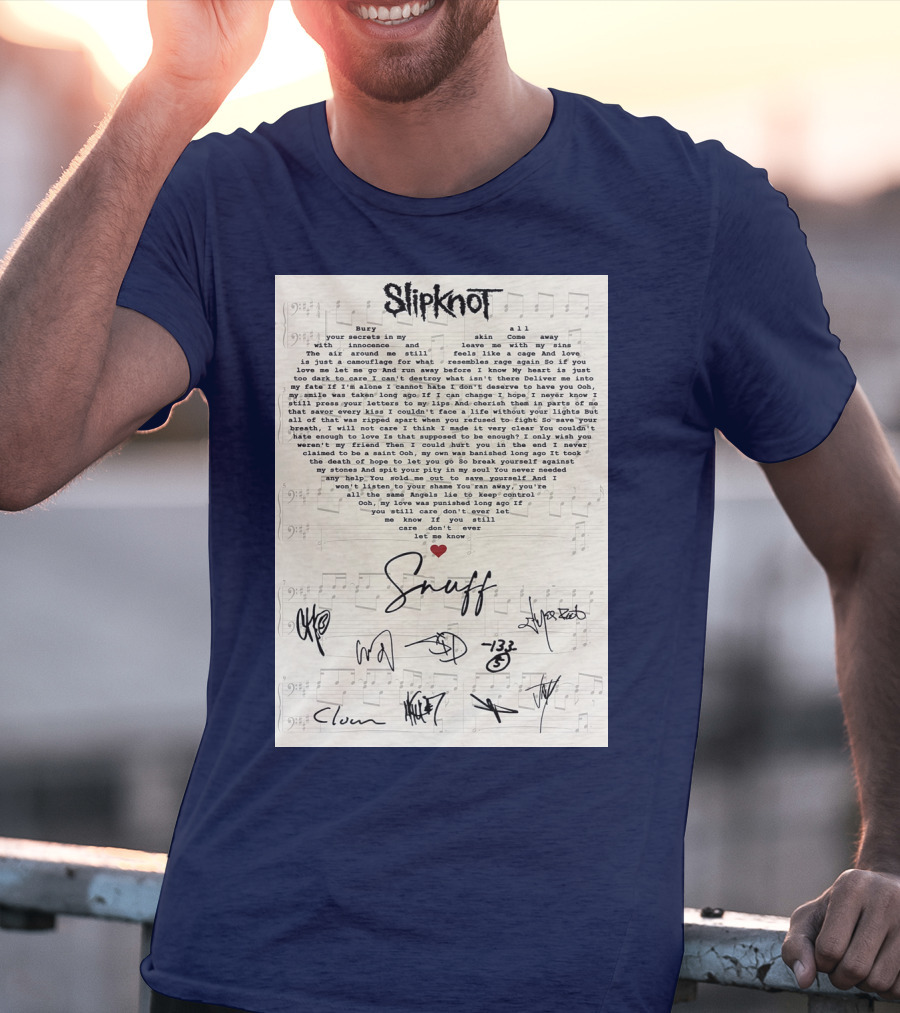 Slipknot Snuff Lyrics With Band Member Signatures T-Shirt