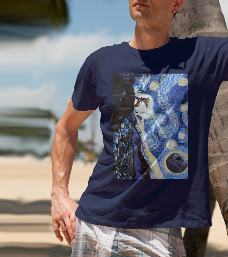 Son Goku Kamehameha Meets Death Star In Starry Night Fusion T-Shirt