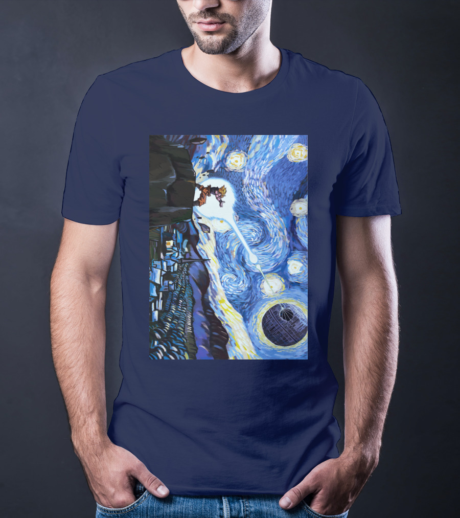 Son Goku Kamehameha Meets Death Star In Starry Night Fusion T-Shirt