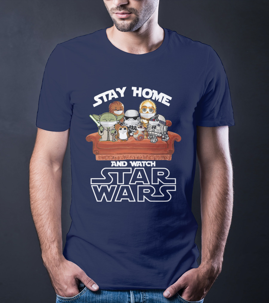 Stay Home And Watch Star Wars Characters On Couch T-Shirt