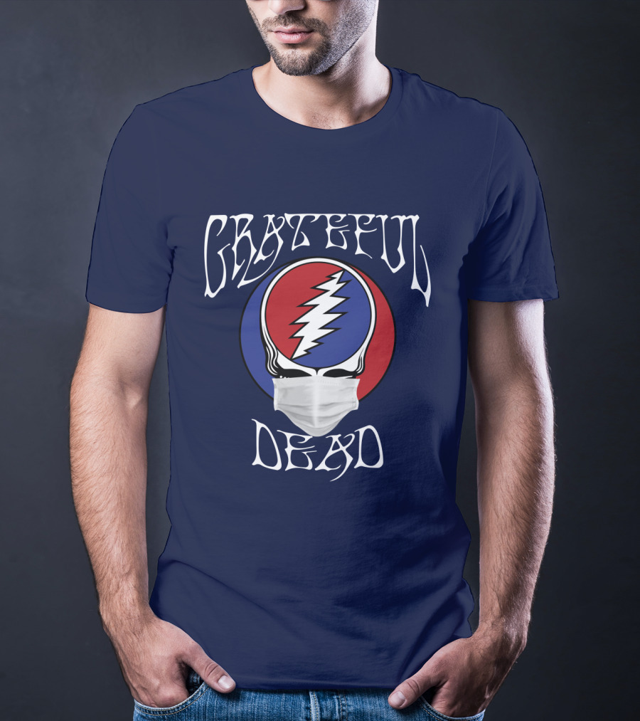 Grateful Dead Steal Your Face Mask Logo With Red And Blue Skull T-Shirt