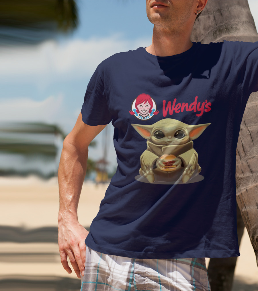 Baby Yoda Hugging Wendy's Hamburger Star Wars T-Shirt