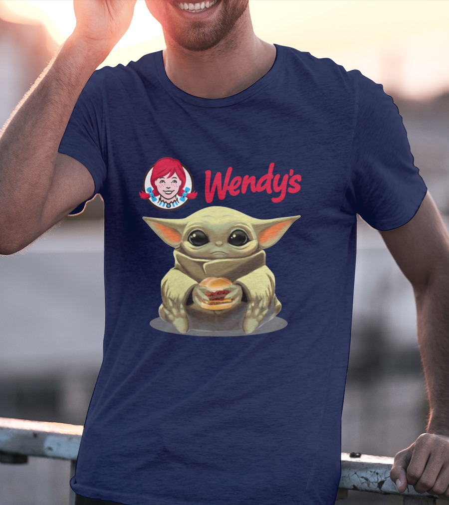Baby Yoda Hugging Wendy's Hamburger Star Wars T-Shirt