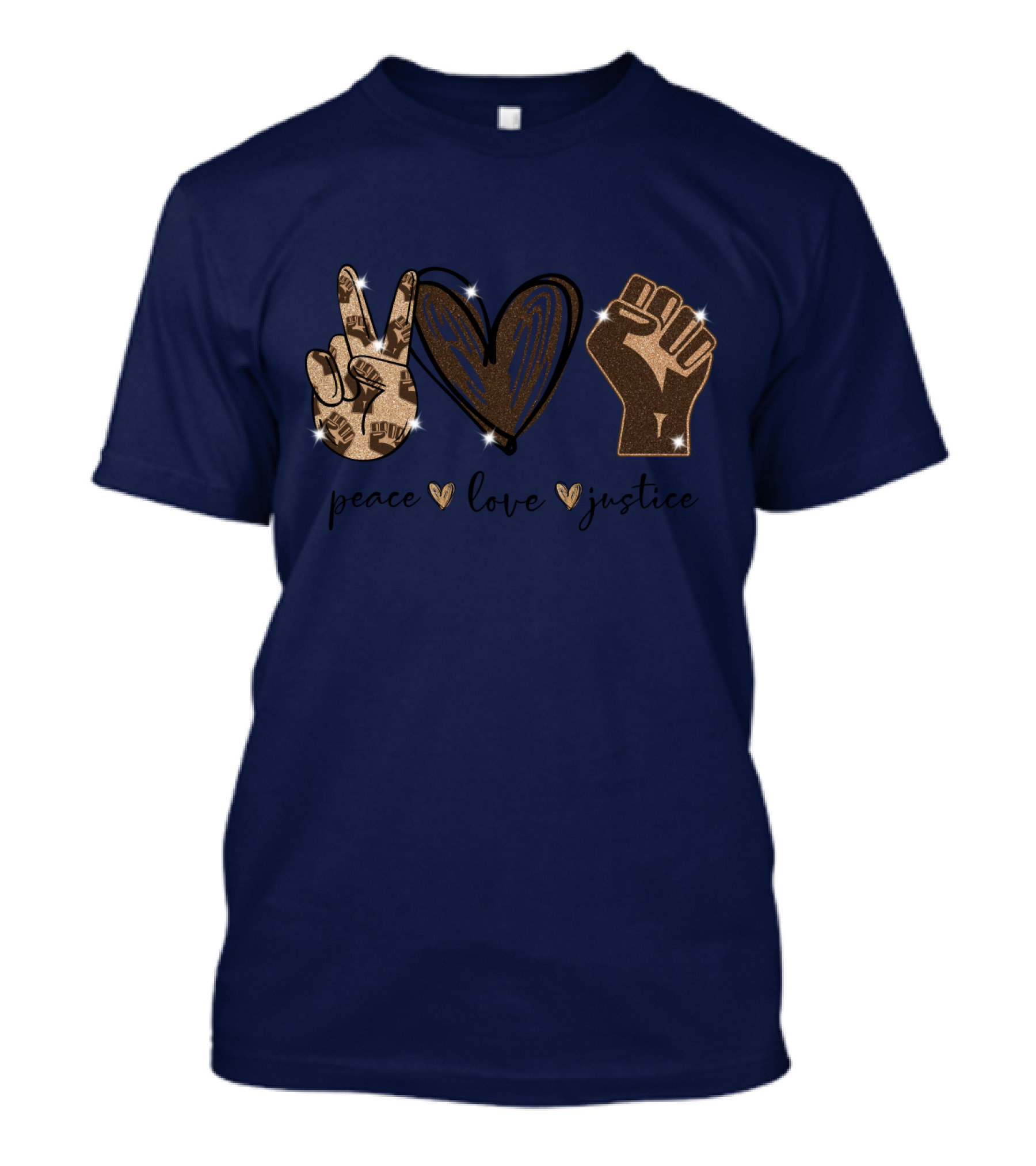 Peace Love Justice Glittering Icons Diamond Oversized Plus Size T-Shirt