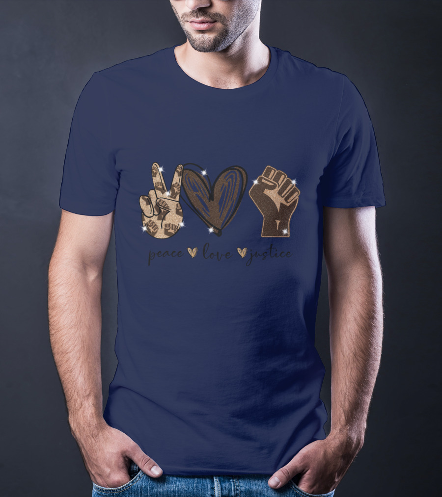 Peace Love Justice Glittering Icons Diamond Oversized Plus Size T-Shirt