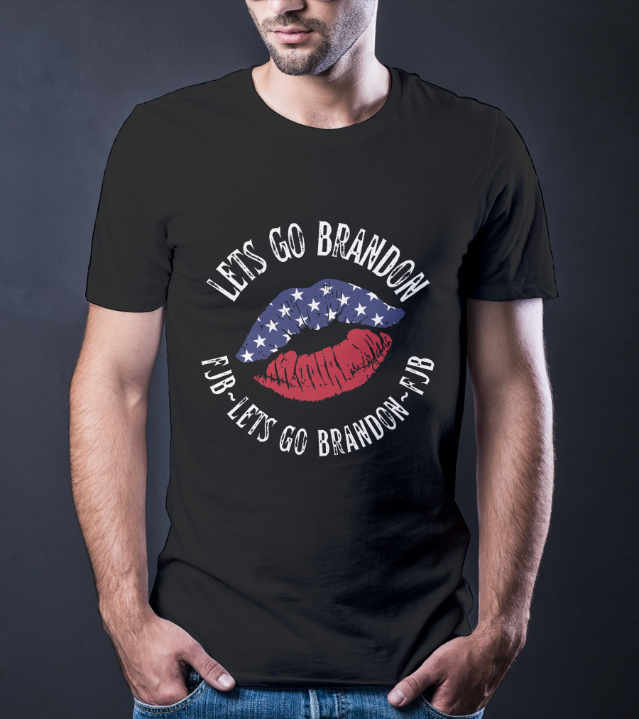 FJB Lets Go Brandon Flag Lips T-Shirt