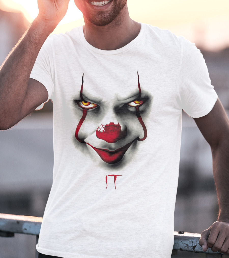 IT Pennywise Evil Clown Face With Scary House Inside Nose T-Shirt