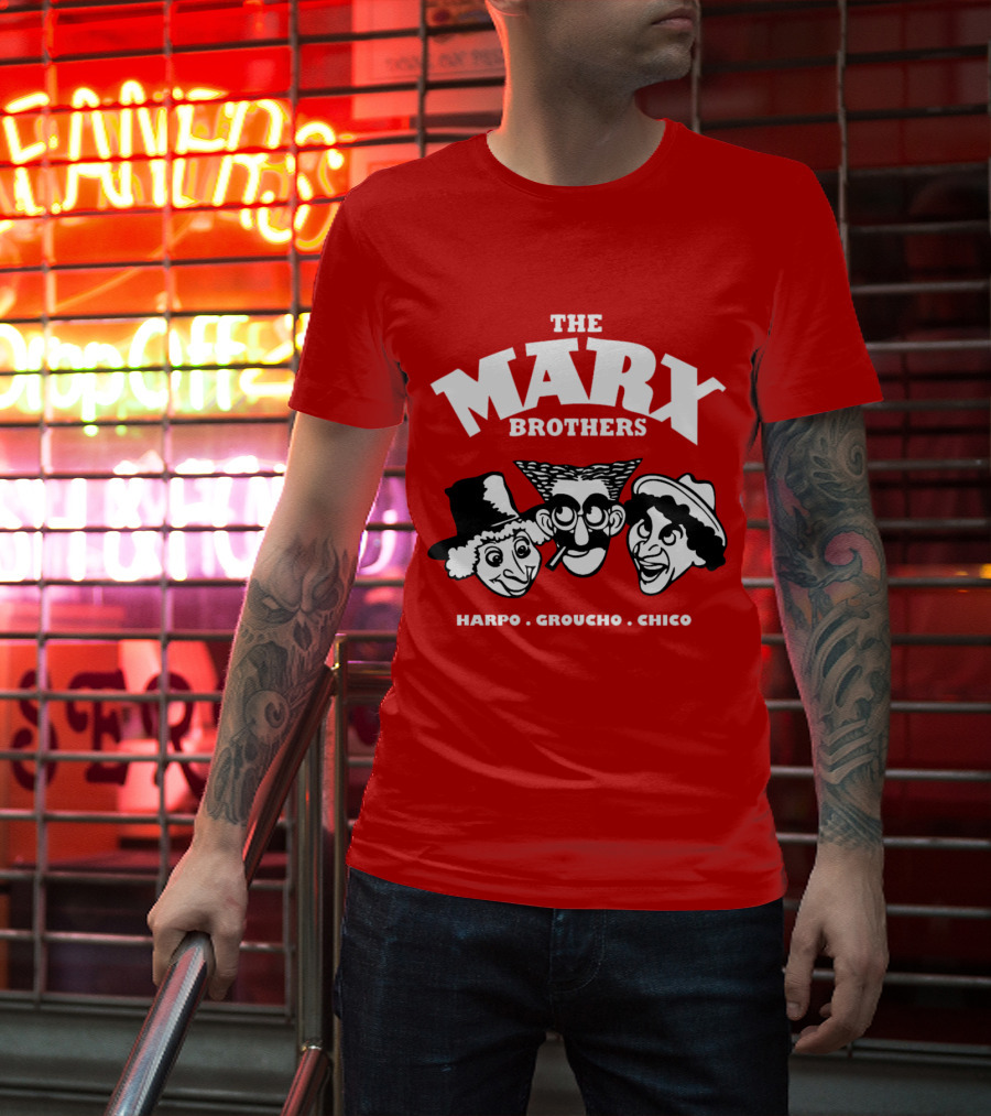 The Marx Brothers Harpo Groucho Chico Classic Comedy Icons Red T-Shirt