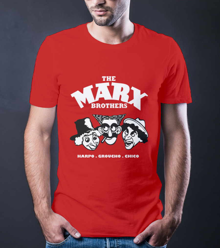 The Marx Brothers Harpo Groucho Chico Classic Comedy Icons Red T-Shirt