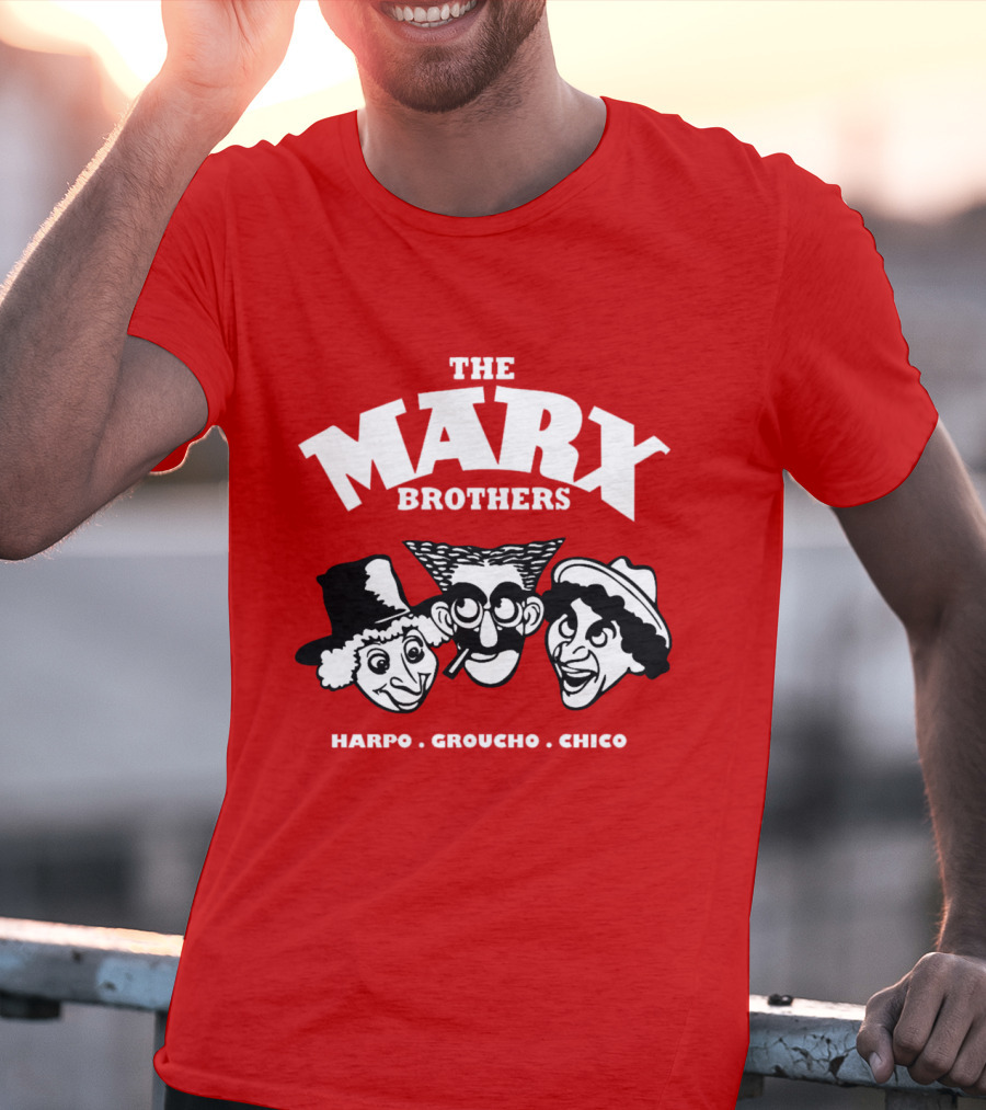 The Marx Brothers Harpo Groucho Chico Classic Comedy Icons Red T-Shirt