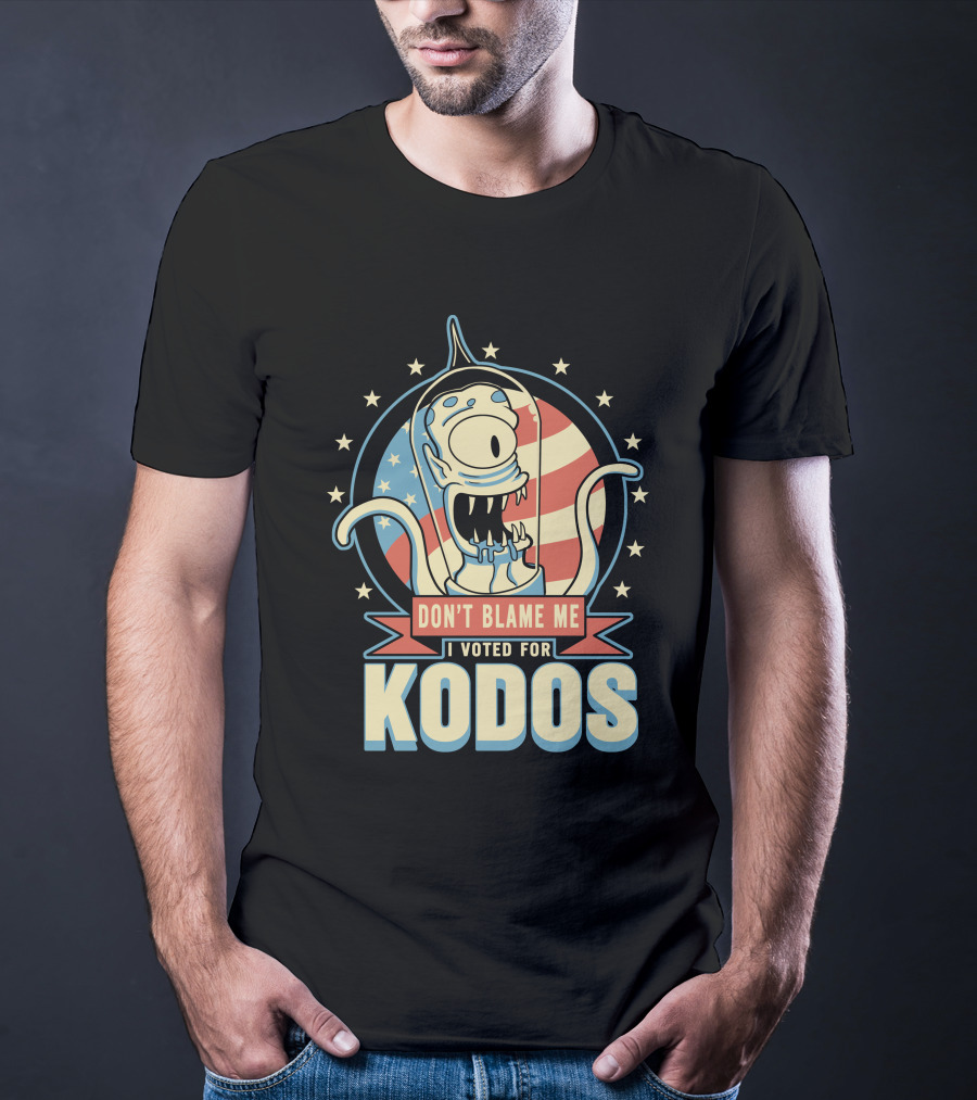 Don't Blame Me I Voted For Kodos Simpsons Alien American Flag T-Shirt