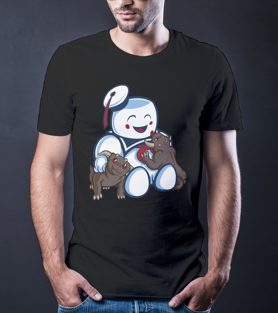 Stay Puft Marshmallow Man And Terror Dogs Ghostbusters Cuteness T-Shirt