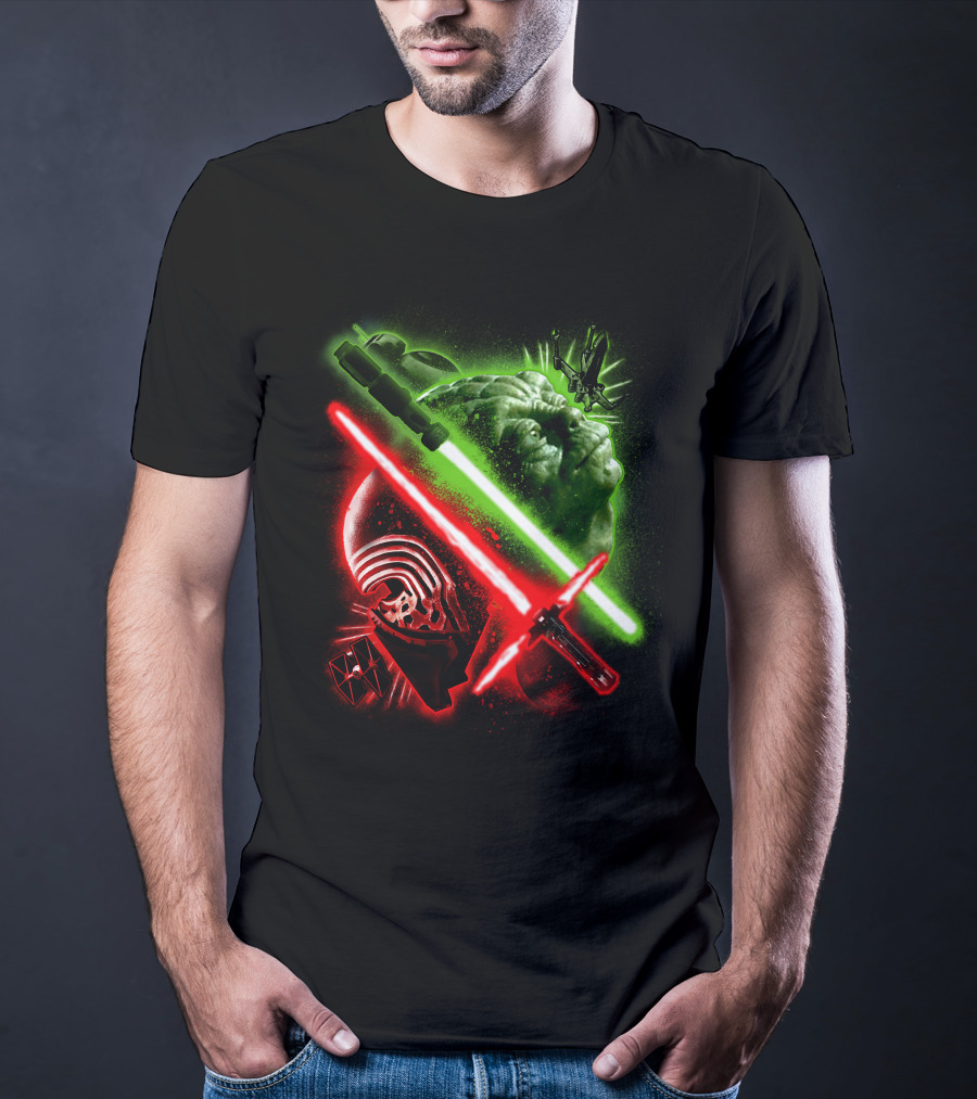 Grandmaster Yoda Darth Vader Kylo Ren Lightsaber Star Wars T-Shirt